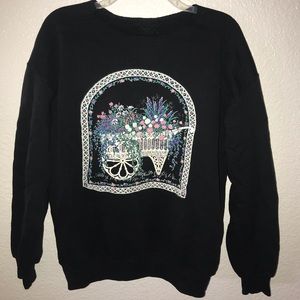 raw hem crew neck